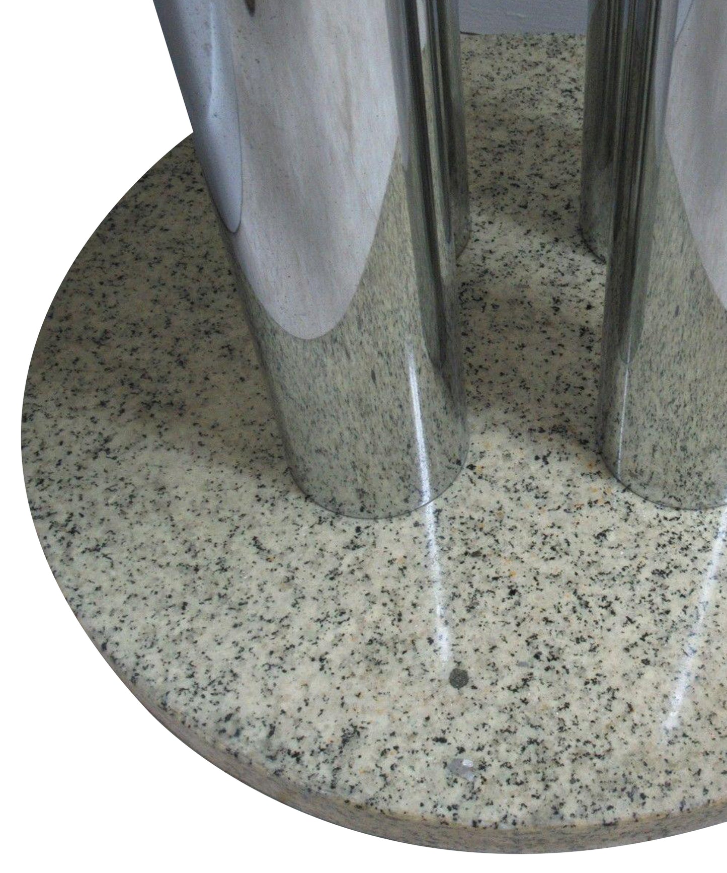 Vintage Chrome & Marble Round Pedestal Dining Table - Sample
