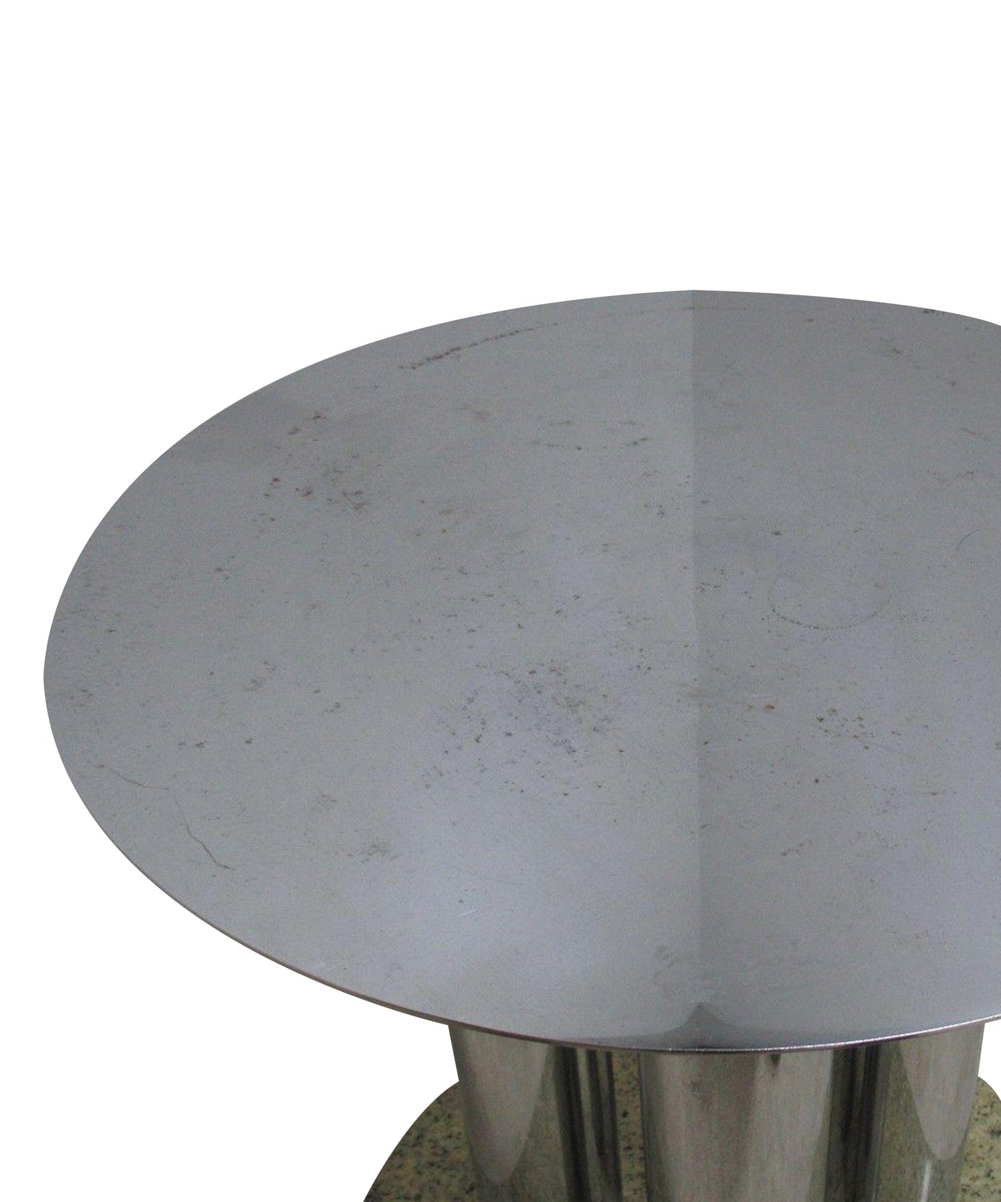 Vintage Chrome & Marble Round Pedestal Dining Table