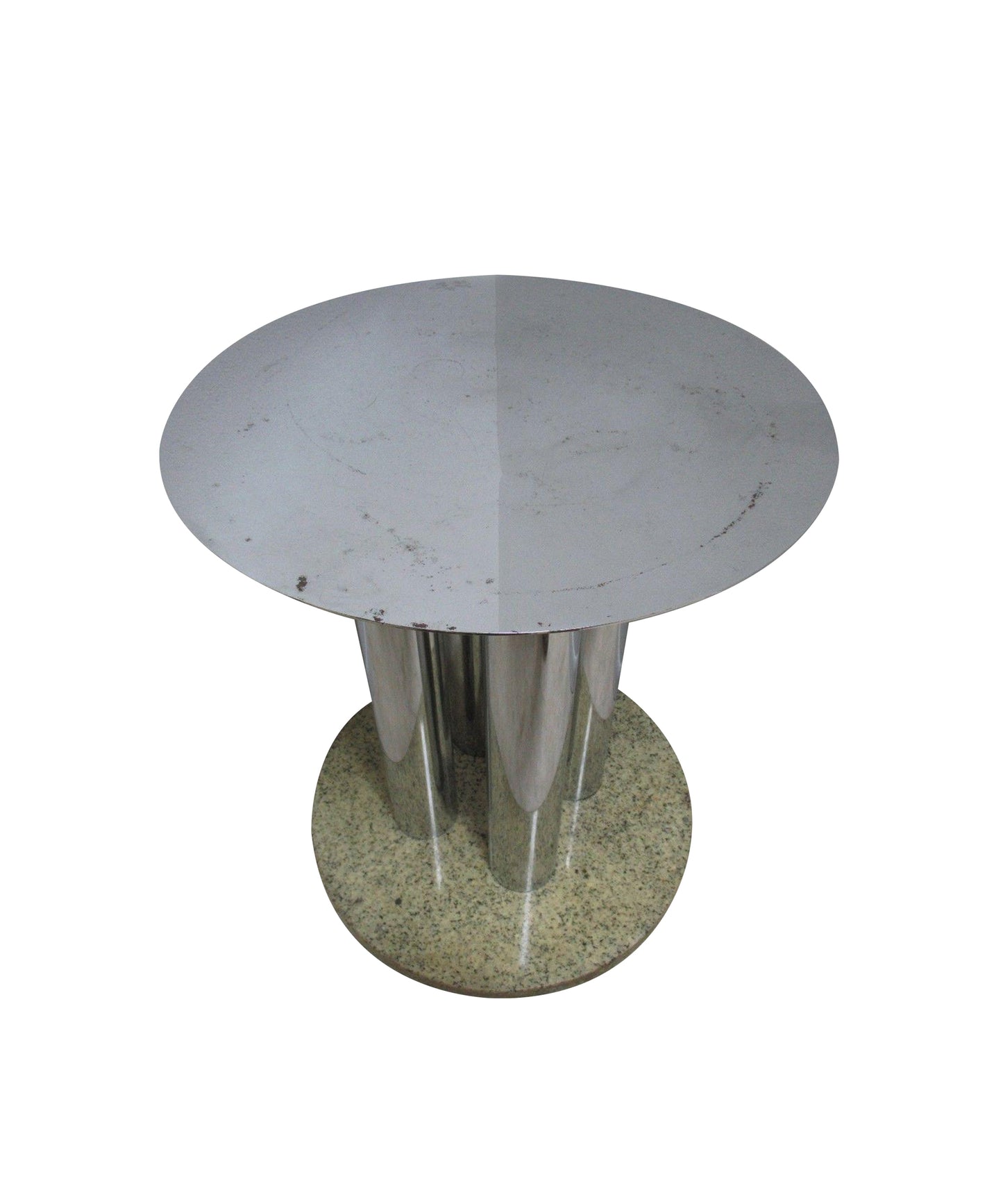 Vintage Chrome & Marble Round Pedestal Dining Table