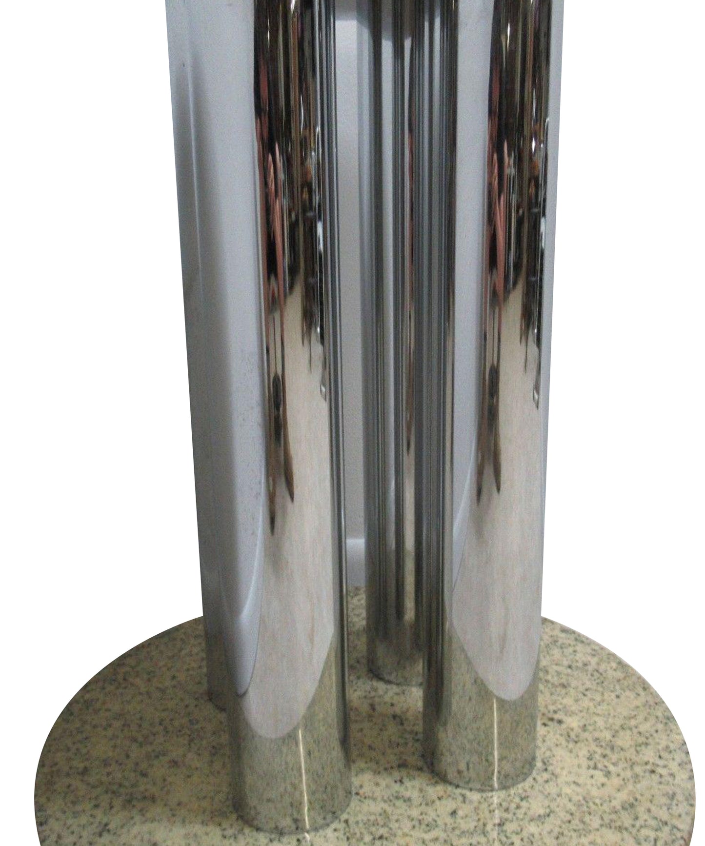 Vintage Chrome & Marble Round Pedestal Dining Table - Sample