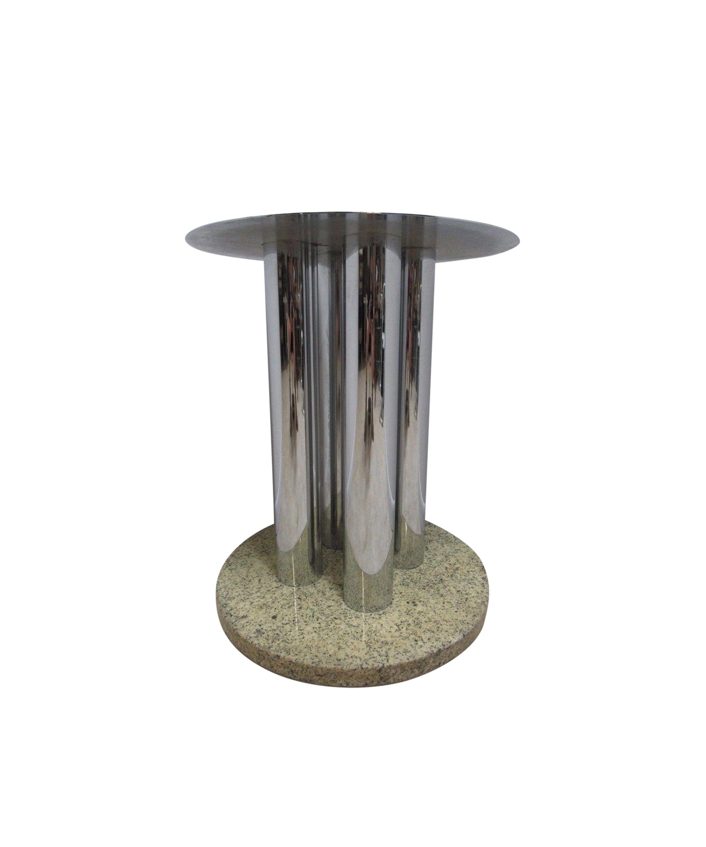 Vintage Chrome & Marble Round Pedestal Dining Table - Sample