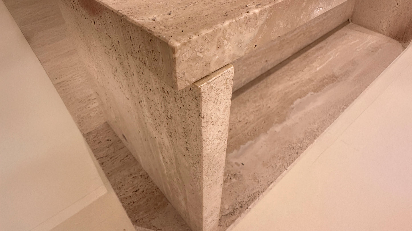 Segment Desk and Partition (Custom) - Travertine - Sample