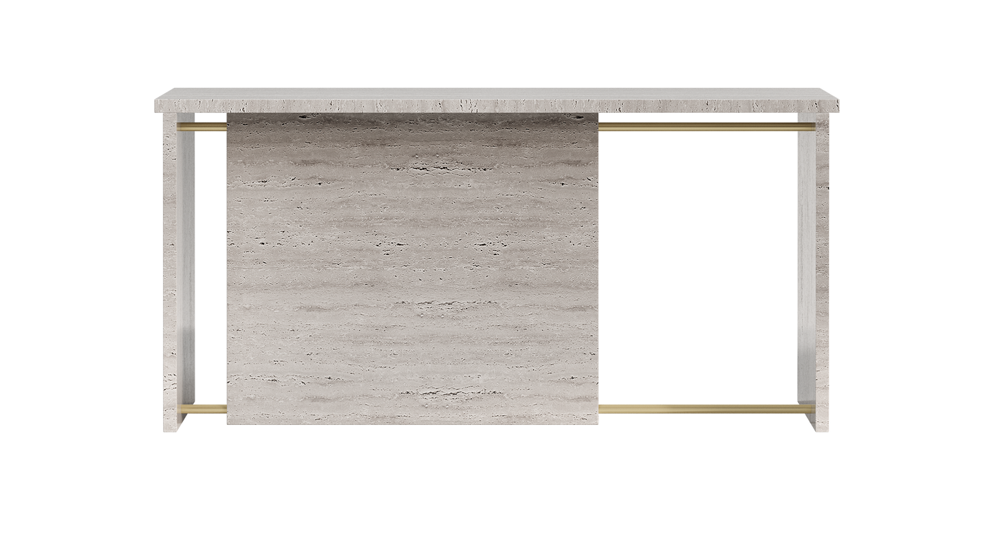 Segment Desk and Partition (Custom) - Travertine - Sample