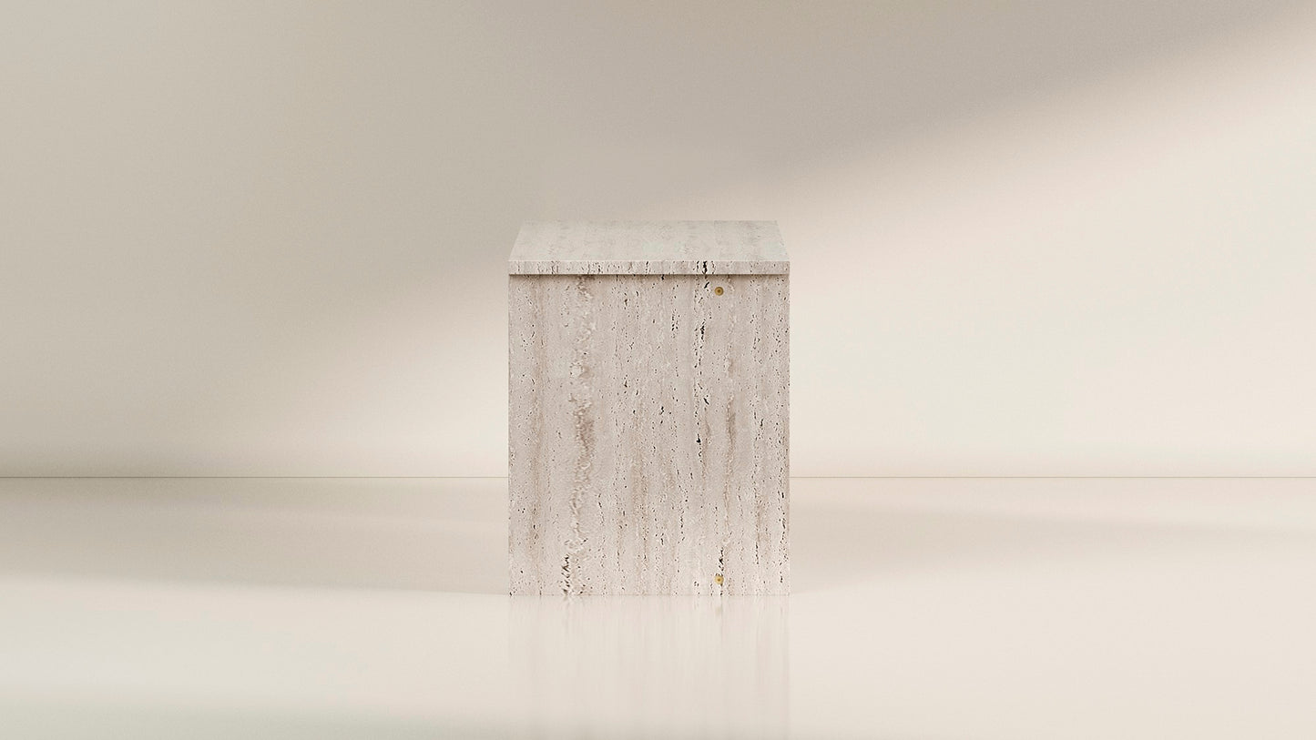 Segment Desk and Partition (Custom) - Travertine - Sample