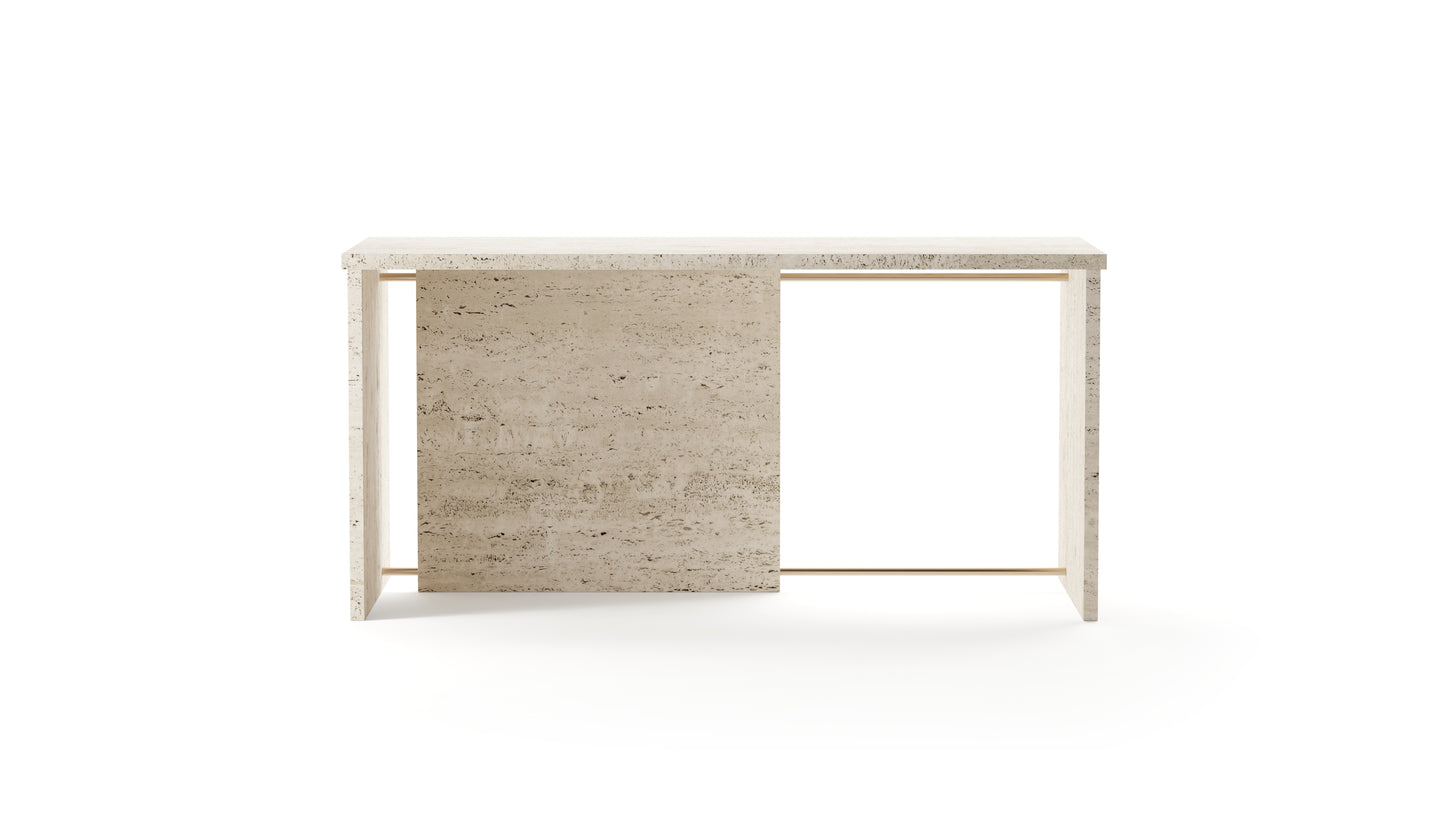 Segment Desk and Partition (Custom) - Travertine - Sample