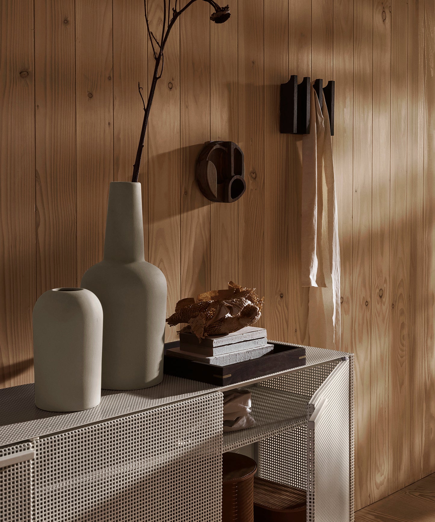 Column Coat Rack - Black Lacquered Oak - Sample