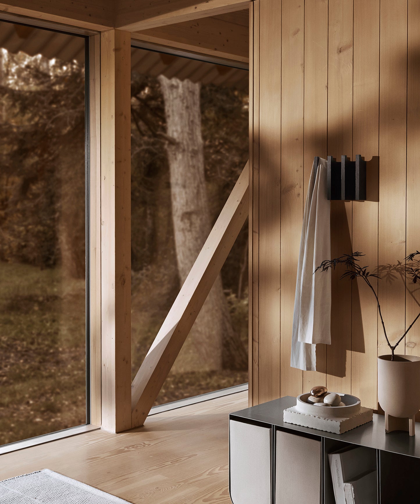 Column Coat Rack - Black Lacquered Oak - Sample