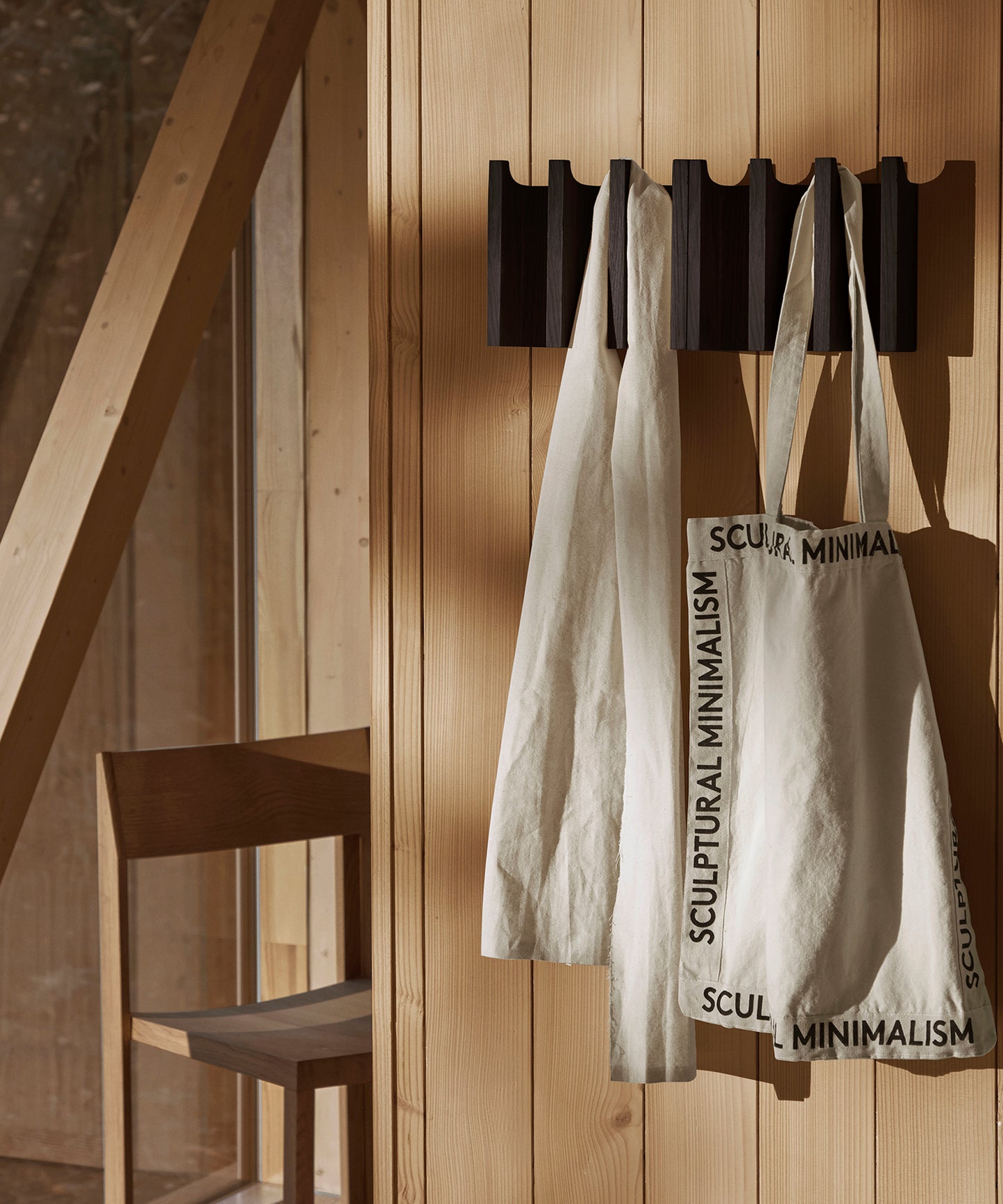 Column Coat Rack - Black Lacquered Oak - Sample
