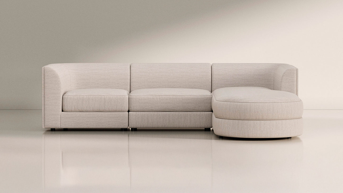 Maura 3-Seater Chaise Sectional, Oyster Linen - Sample