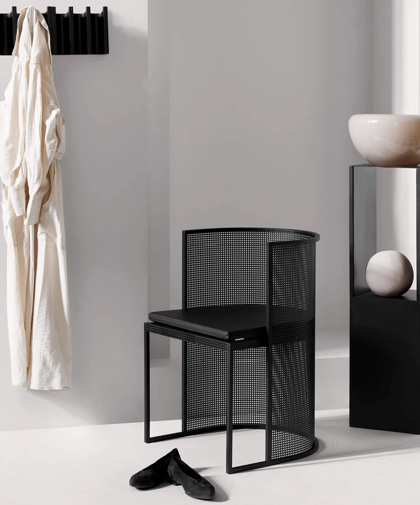 Column Coat Rack - Black Lacquered Oak - Sample