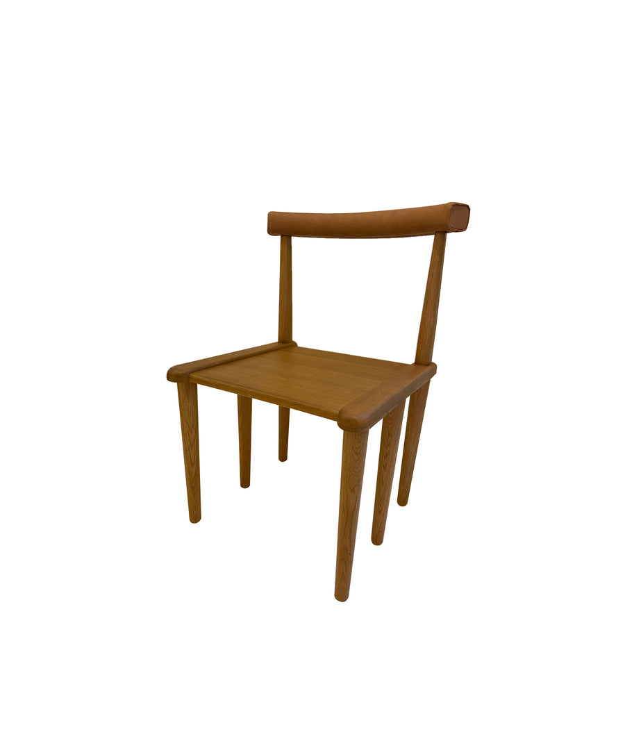 Abla Dining Chair - Medium Brown - Leather Back
