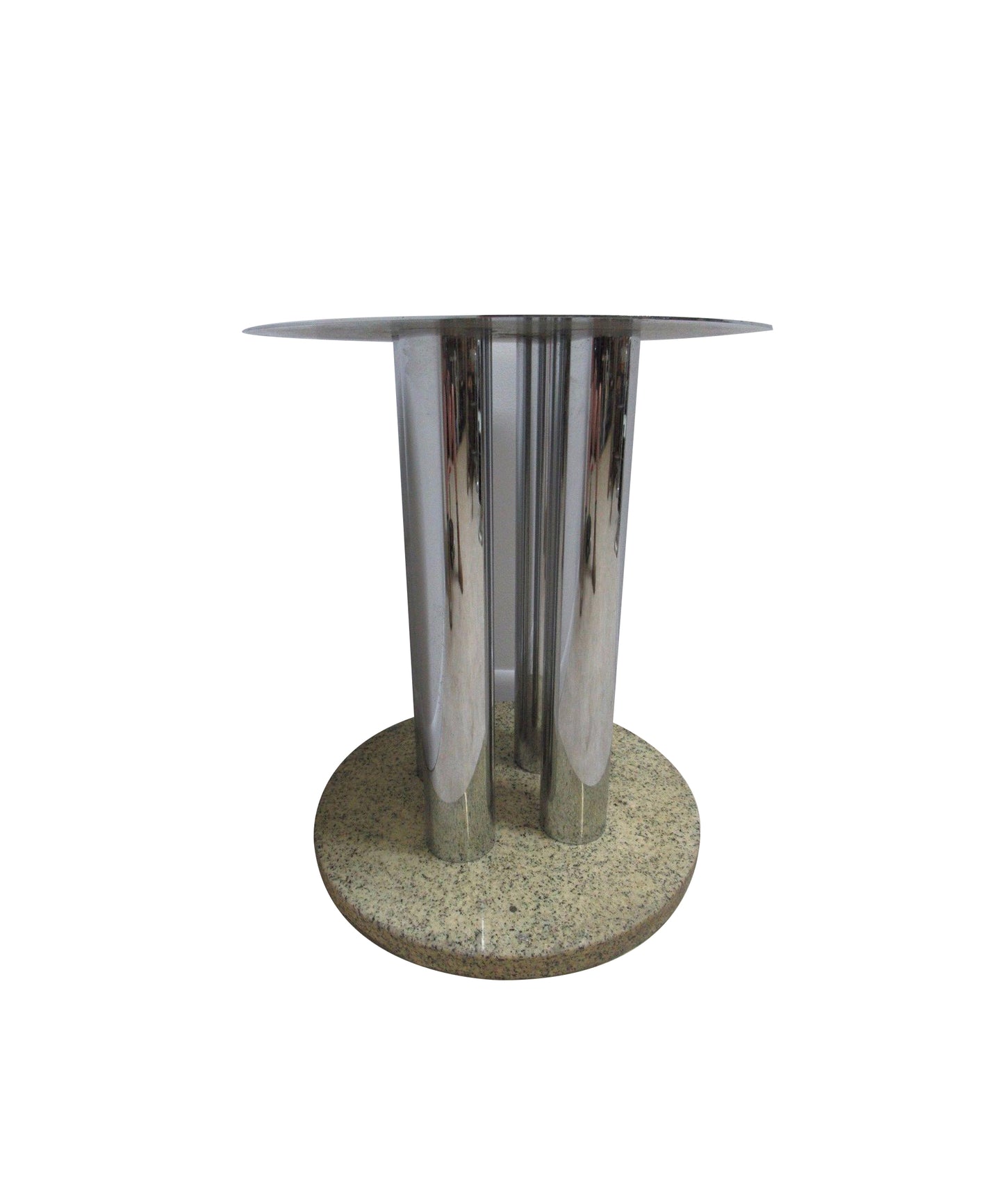 Vintage Chrome & Marble Round Pedestal Dining Table