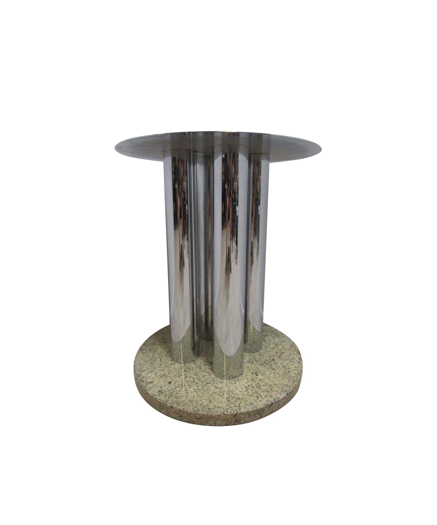 Vintage Chrome & Marble Round Pedestal Dining Table