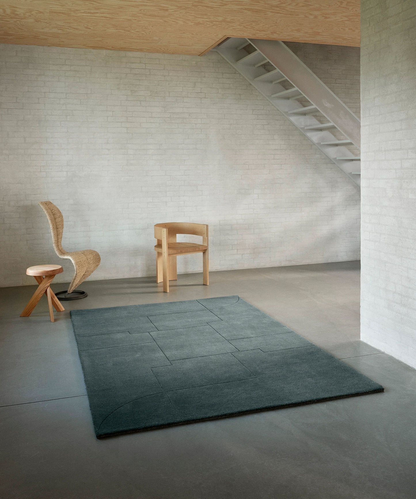 Geometric Maze Rug in Moss