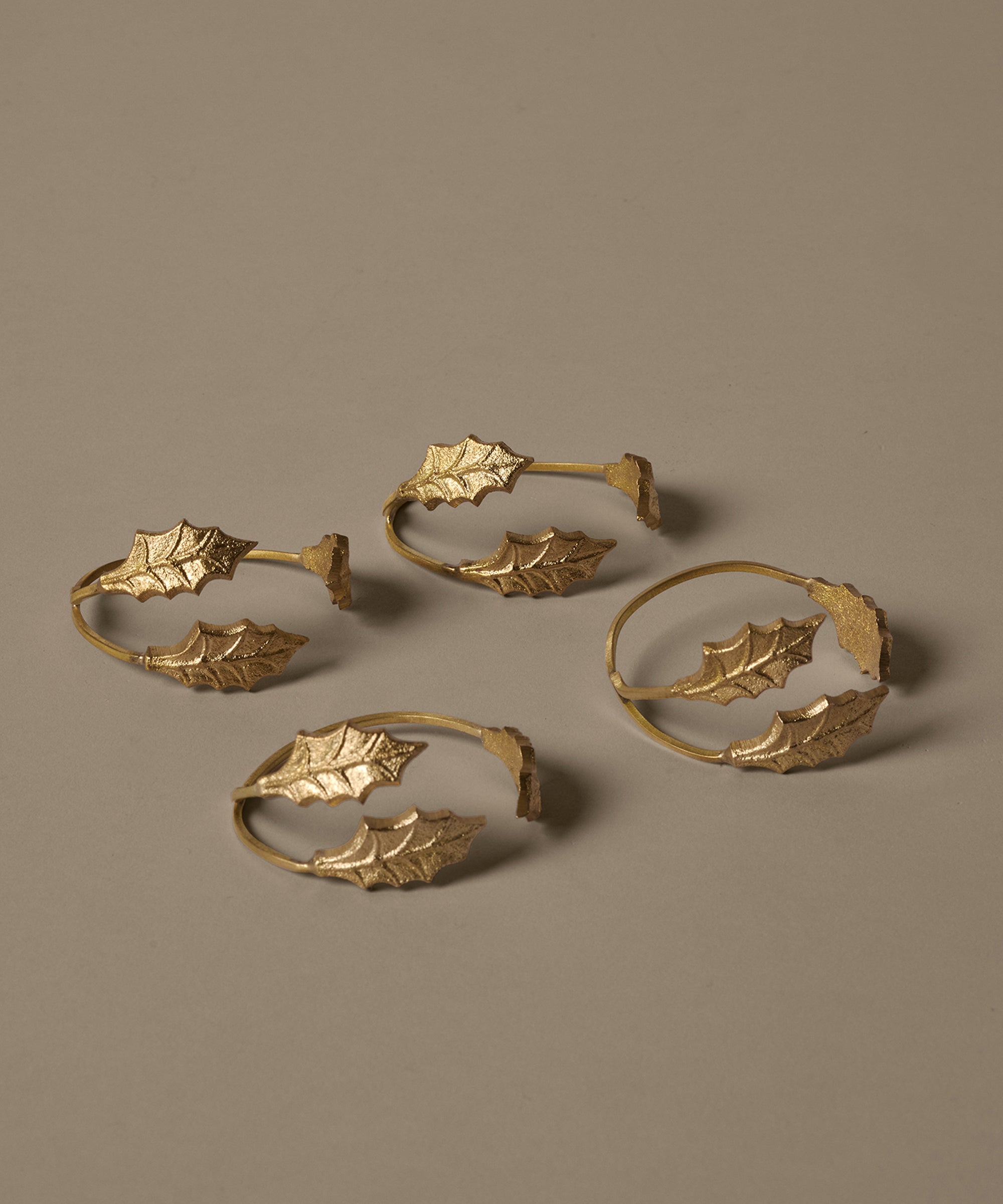 Holly Leaf Napkin Rings, Set of 4