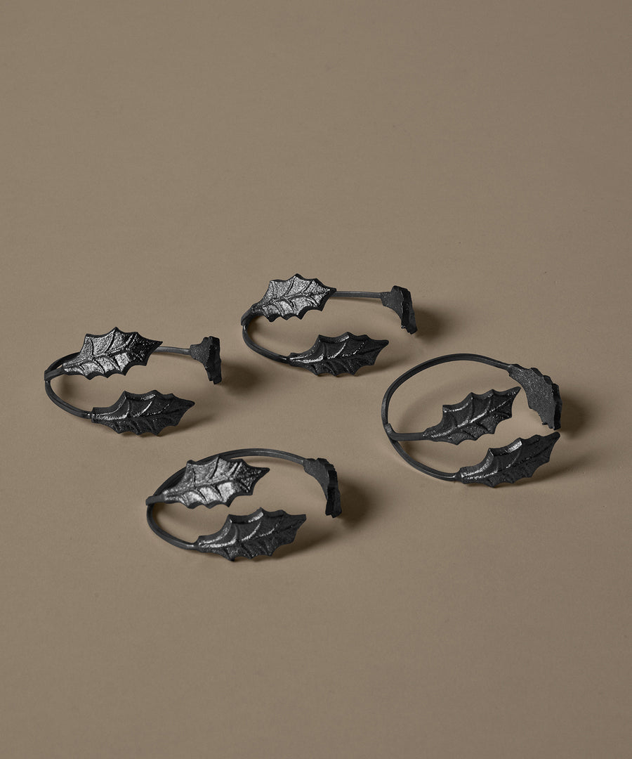 Holly Leaf Napkin Rings, Set of 4