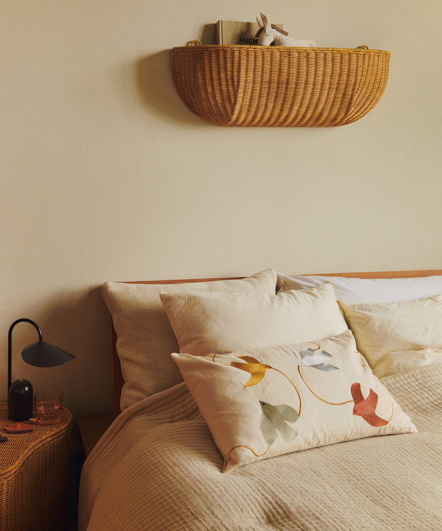 Swif Bird Embroidered Cushion, Rectangular