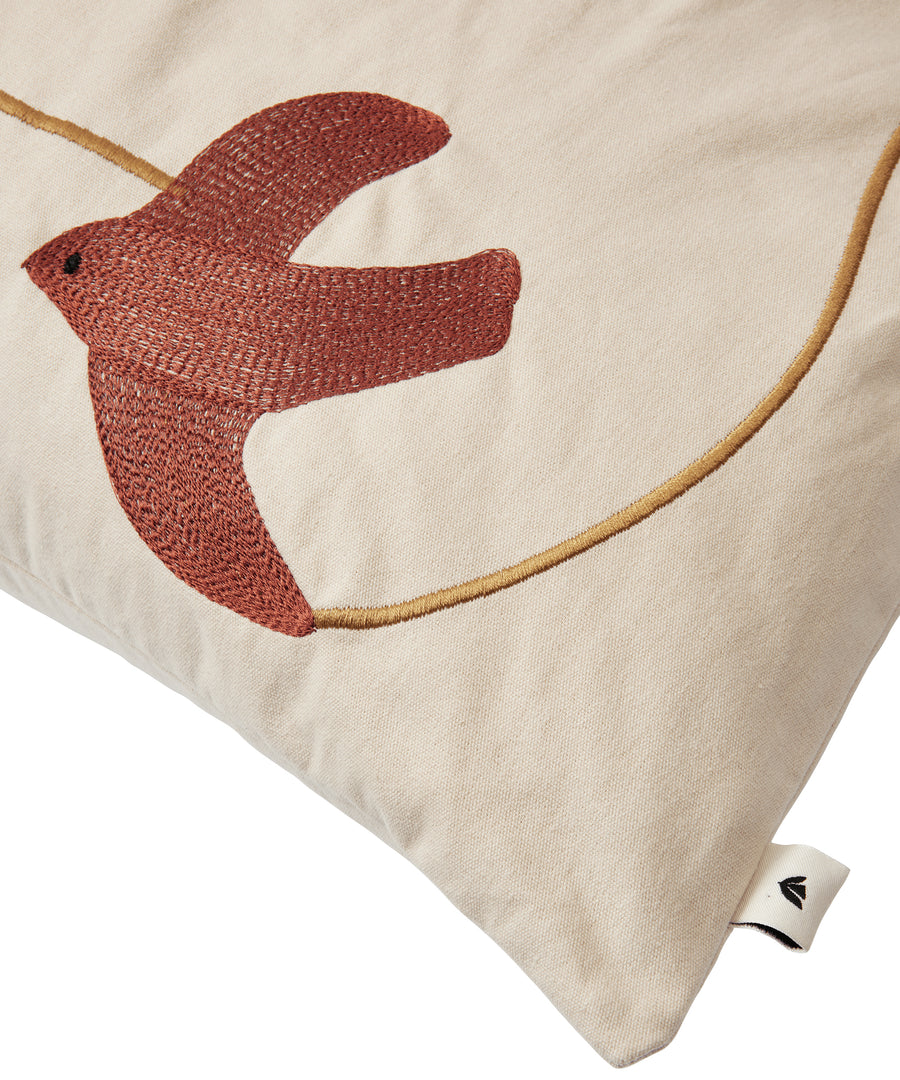 Swif Bird Embroidered Cushion, Rectangular