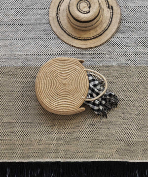 Tres Stripes Outdoor Rug in Black